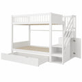Letto a castello multifunzionale con letto estraibile e scala integrata, per bambini, 90x200 cm