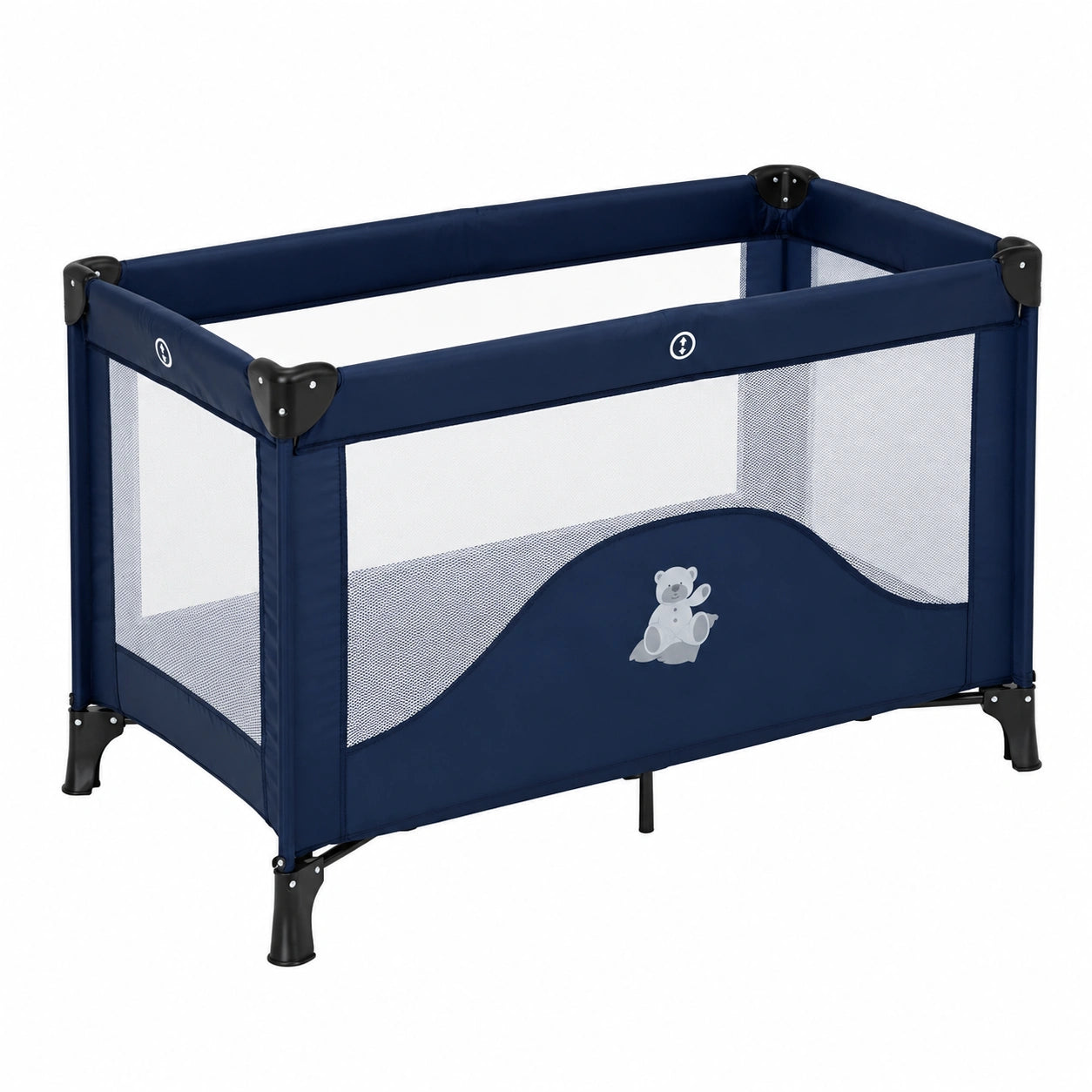 Foppapedretti Culla da Viaggio Teddytour, Pieghevole con Ampia Ventilazione, Stabilità Migliorata, Borsa Inclusa, Blu 78x67x127 cm