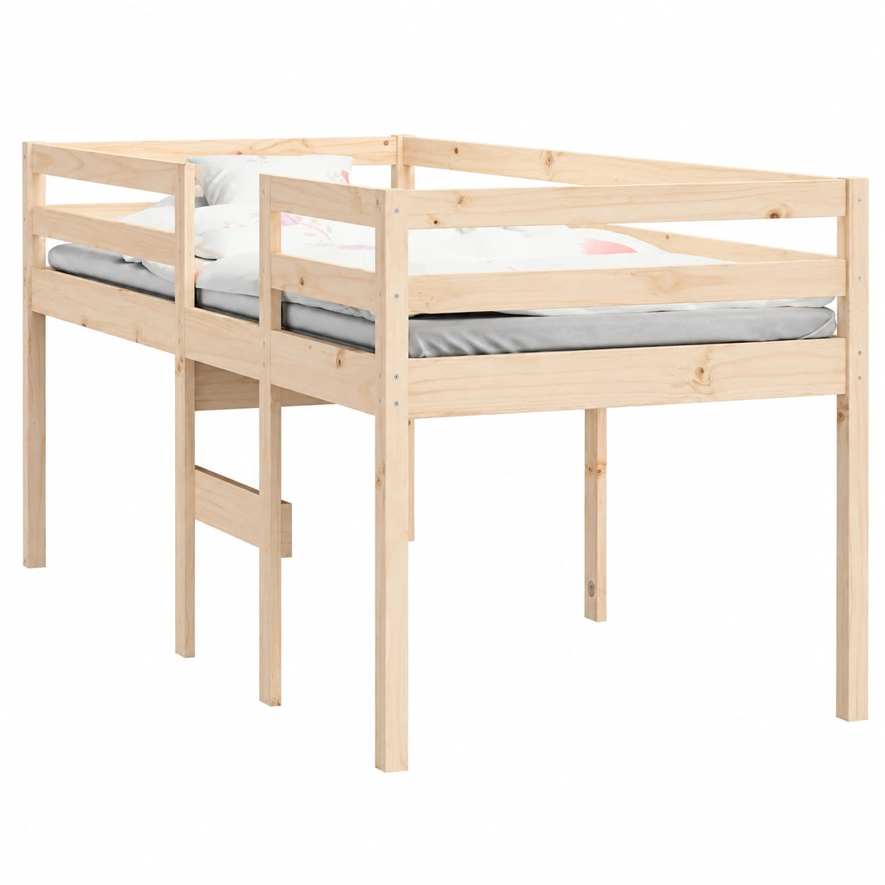 Letto a Soppalco in Pino Massello 90x200 cm