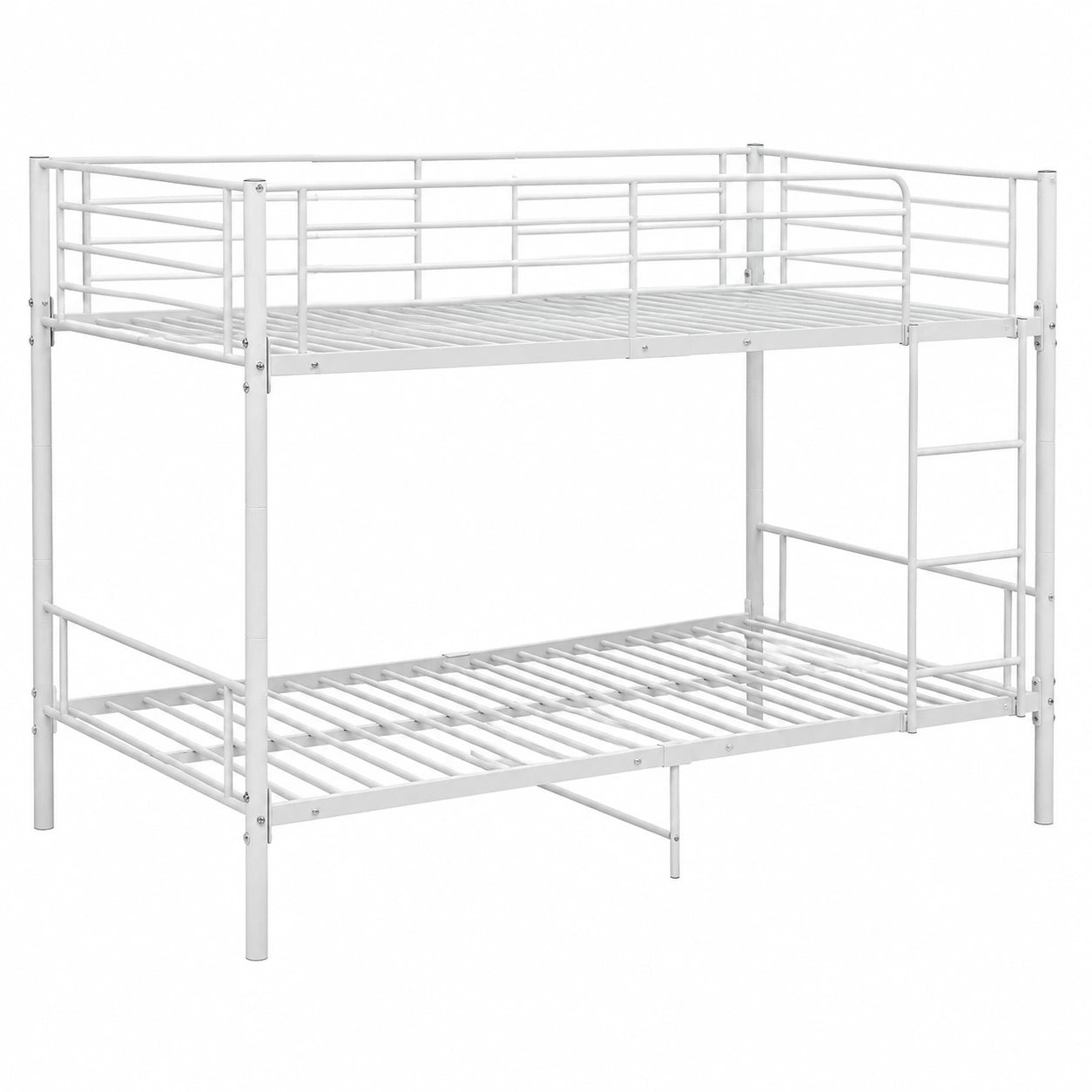 Letto a Castello in Metallo Bianco 90x200 cm con Struttura Robusta