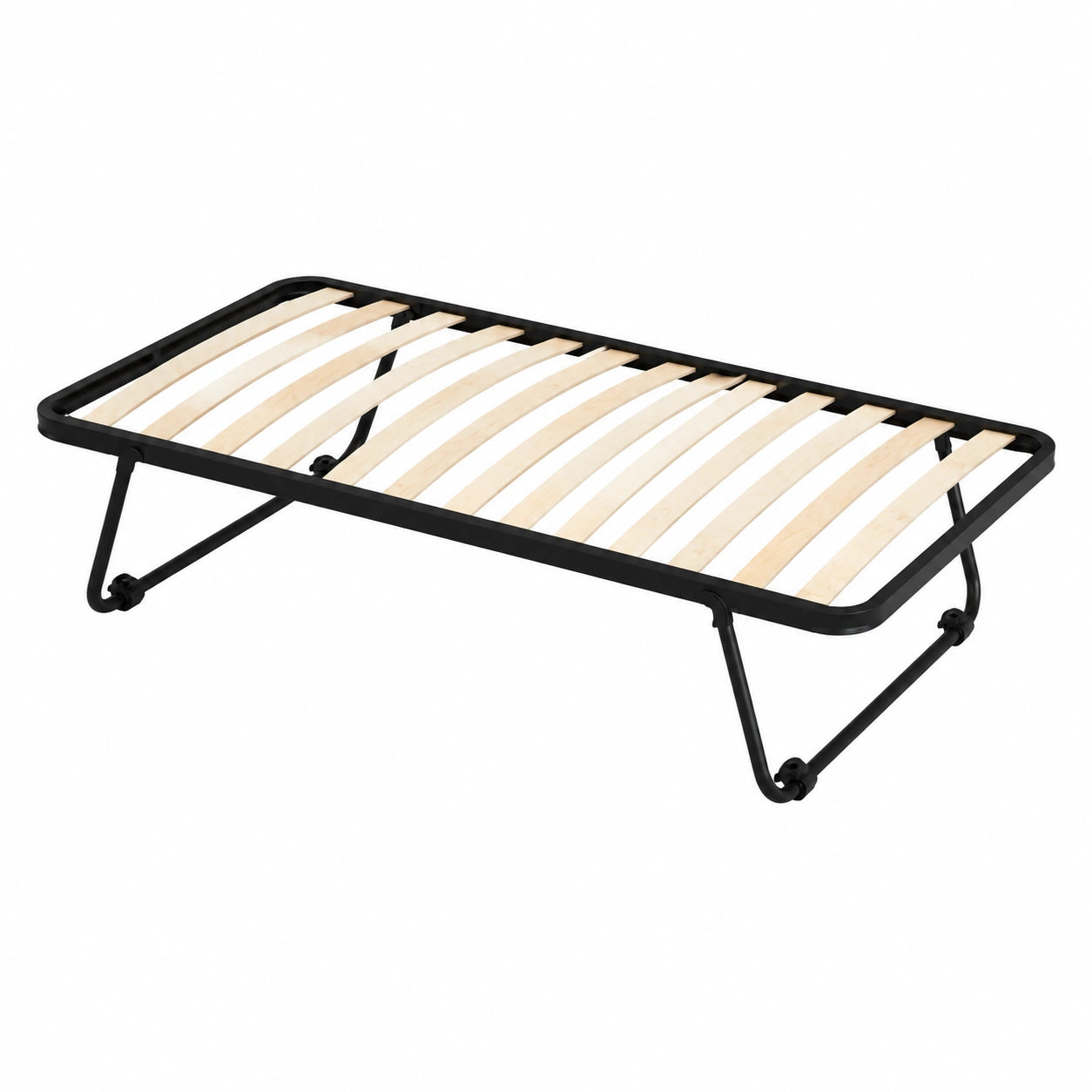 Letto Singolo Salvaspazio 80x190 cm con Doghe in Faggio e Gambe Pieghevoli