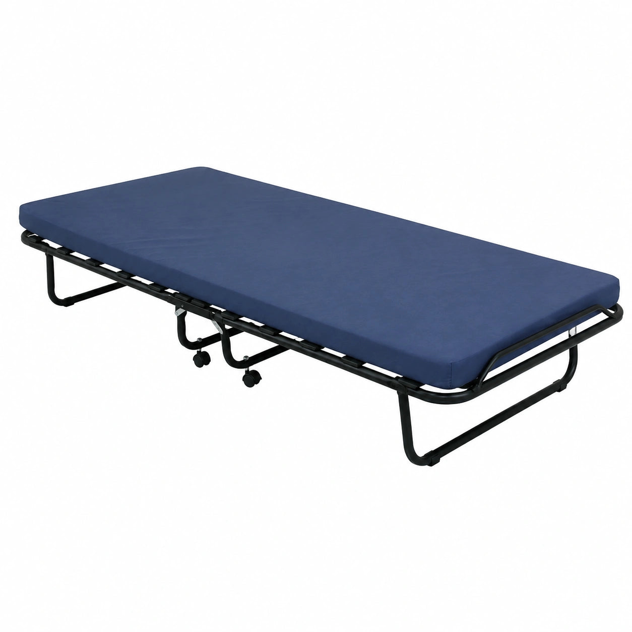 Letto Pieghevole Singolo 80x200 con Materasso Comodo 7cm e Rete in Betulla, Struttura in Acciaio, Made in Italy (Blu)