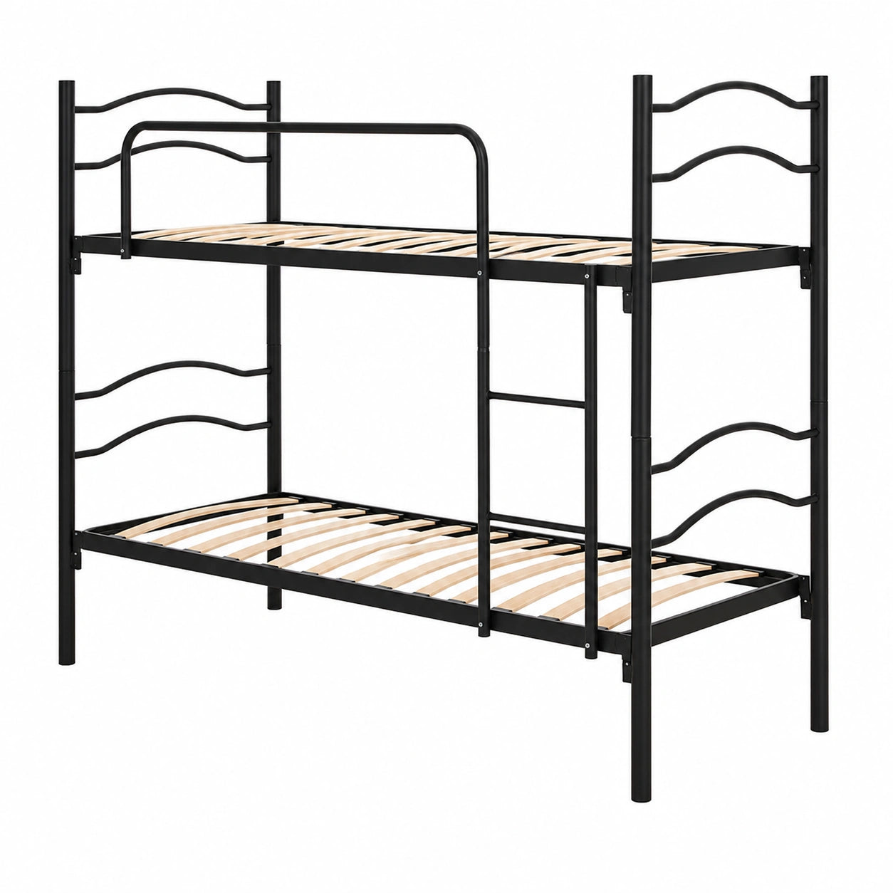 Letto a Castello Nero Scomponibile in 2 Letti Singoli 80x190 cm per Adulti e Bambini, Altezza 150 cm