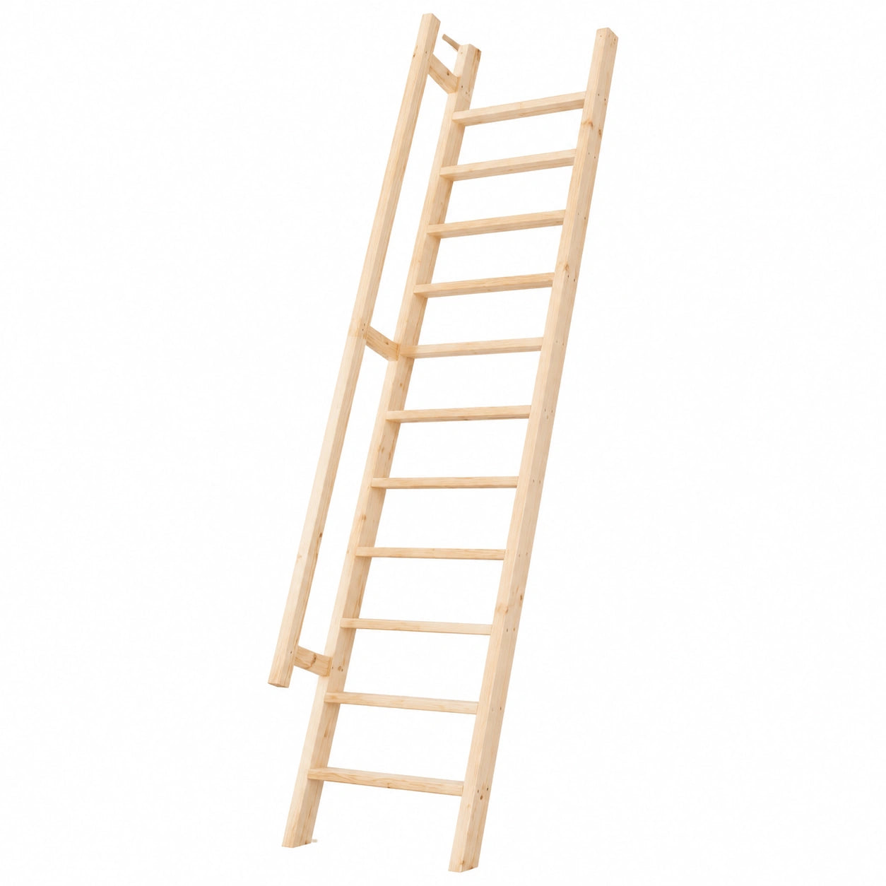 Scala in legno per letto a castello con corrimano di sicurezza, altezza 250 cm