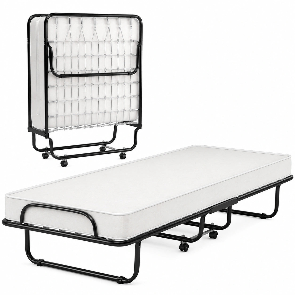 Letto Pieghevole Portatile in Memory Foam con Struttura Metallica