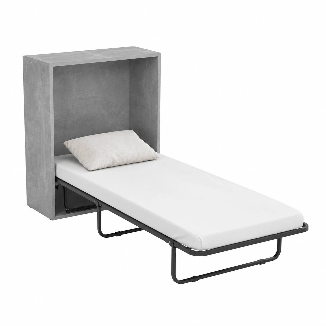 Letto a Scomparsa Mobile con Materasso Ergonomico, Armadio Integrato e Struttura Pieghevole Compatta