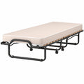 Letto Pieghevole COSTWAY con Materasso Memory Foam e Ruote, Struttura Robusta, 200x80x40cm, Beige, Made in Italy