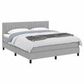 Letto Matrimoniale BAZZI 180x200 cm con Materasso e LED, Imbottito Grigio Chiaro