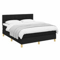 Letto Matrimoniale 140x200 cm con Materasso e Sistema LED Integrato, Struttura Imbottita Nera