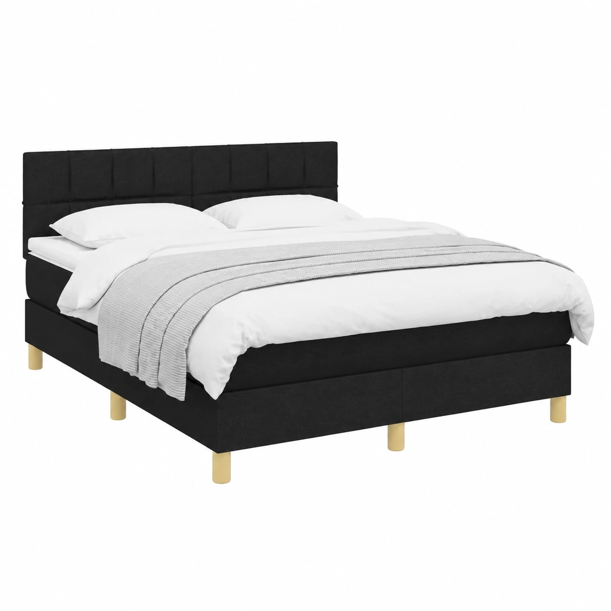 Letto Matrimoniale 140x200 cm con Materasso e Sistema LED Integrato, Struttura Imbottita Nera