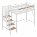 Letto a Soppalco Singolo in Metallo 90x200 cm con Scaletta e Parapetto di Sicurezza Bianco, Spazio Sottostante per Bambini e Adolescenti
