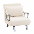 Poltrona Letto Singola Reclinabile in Similpelle Scamosciata Crema