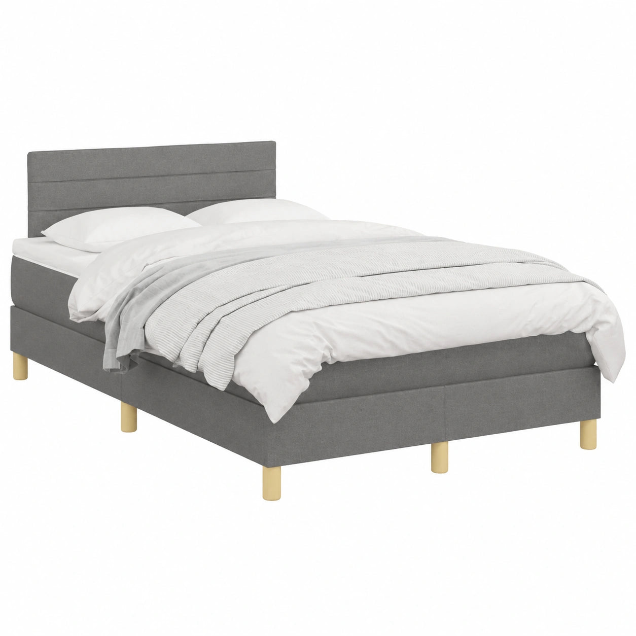 Letto a Molle 120x200 cm con Materasso e LED, Imbottito Grigio Scuro