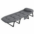 Letto da Campeggio Pieghevole con Cuscino e Tasca, in Cotone e Lino, 200x63 cm