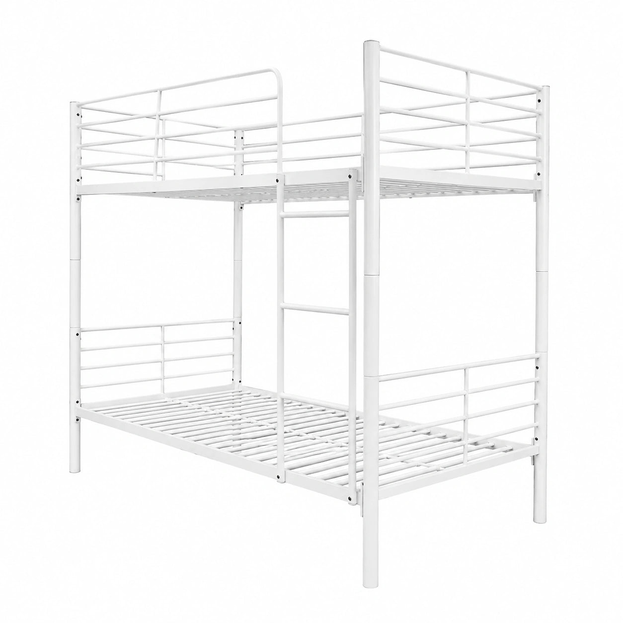 Letto a castello in metallo bianco, 90x190 cm, design salvaspazio