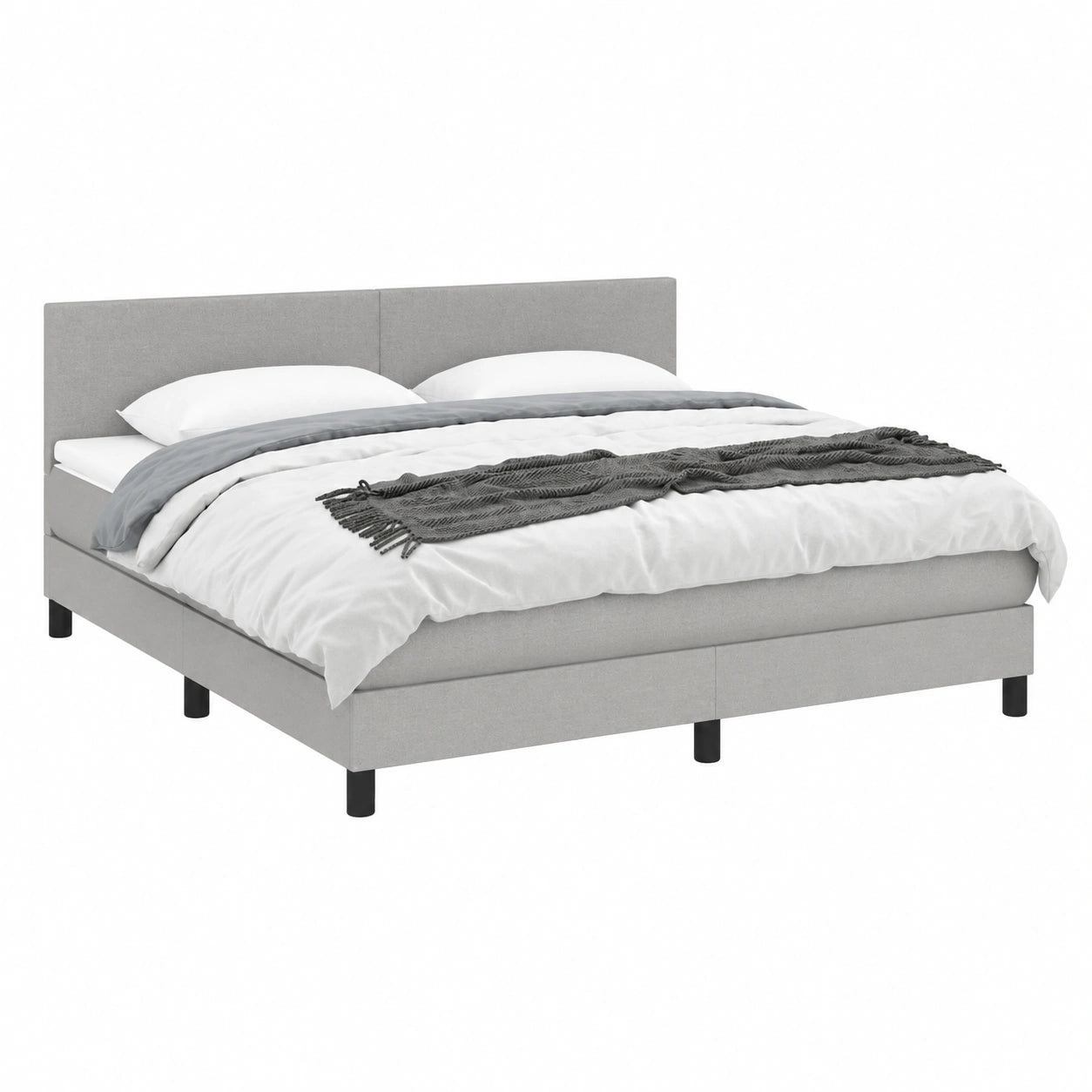 Letto Matrimoniale BAZZI con Materasso e LED, Rete a Doghe, 160x200 cm, Grigio Chiaro