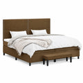 Letto Matrimoniale in Ferro con Giroletto a Molle e Materasso in Tessuto Marrone Scuro 200x200cm