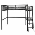 Letto a Soppalco Industriale 140x190 cm con Scrivania in Vetro e Metallo, Nero