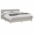 Letto Matrimoniale BAZZI 160x200 cm con LED e Materasso, Tessuto Grigio Chiaro