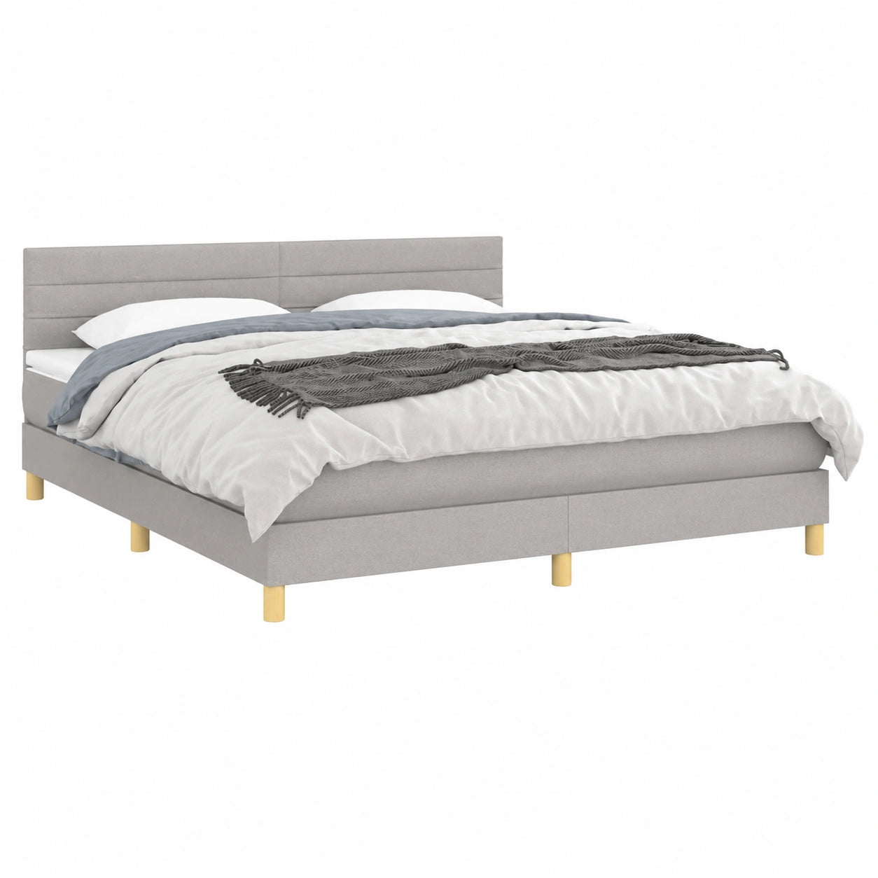 Letto Matrimoniale BAZZI 160x200 cm con LED e Materasso, Tessuto Grigio Chiaro