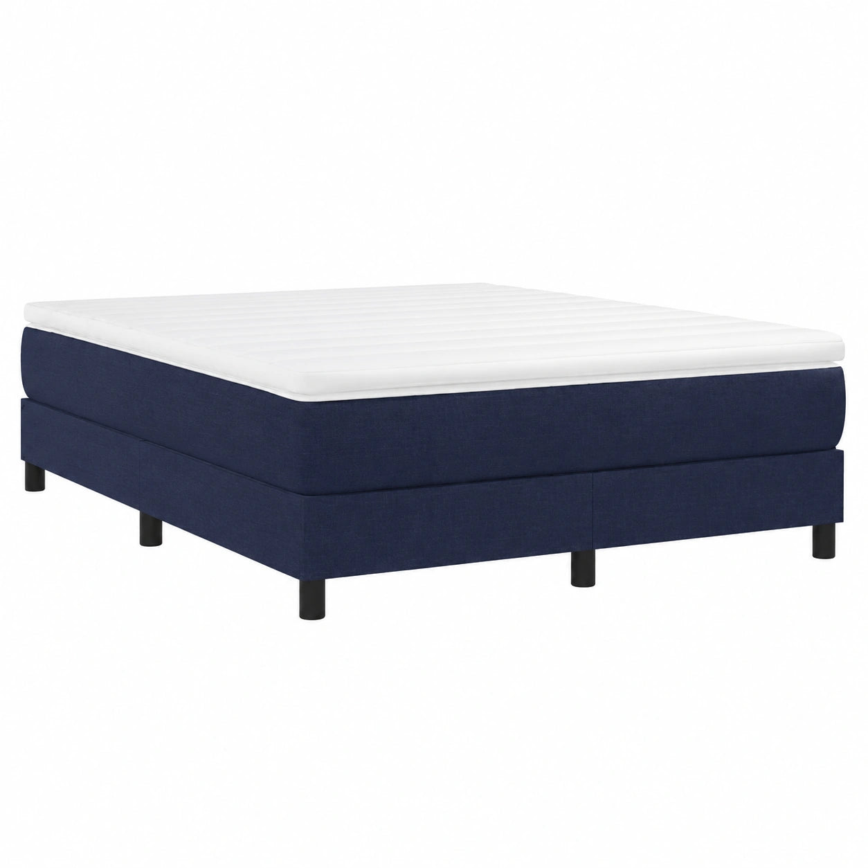 Letto Matrimoniale Imbottito 140x200 cm con Materasso e Rete a Doghe in Tessuto Blu