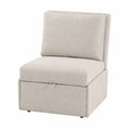 Poltrona Letto Singolo Pieghevole con Materasso, Pouf Salvaspazio Ottomano con Schienale e Tasca, Crema