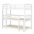 Letto a Castello Triplo per Bambini 90x200 cm in Legno, Design Modulare e Sicuro, Bianco