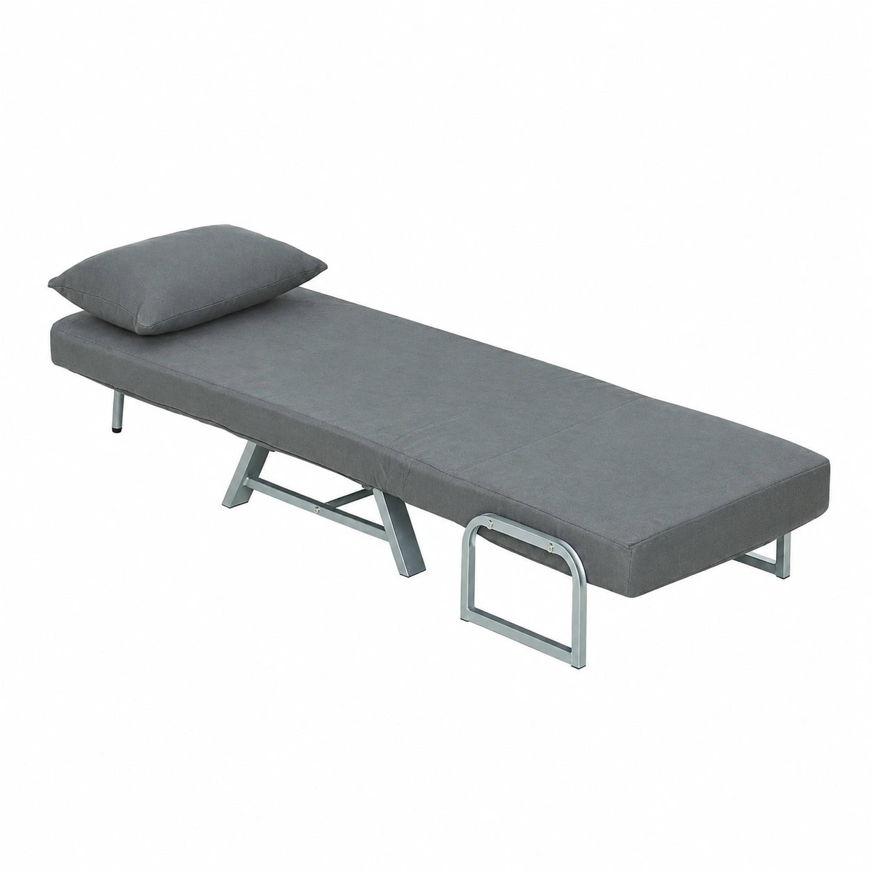 HOMCOM Poltrona Letto Multifunzionale con Schienale Regolabile e Cuscino, Design Moderno in Tessuto Grigio